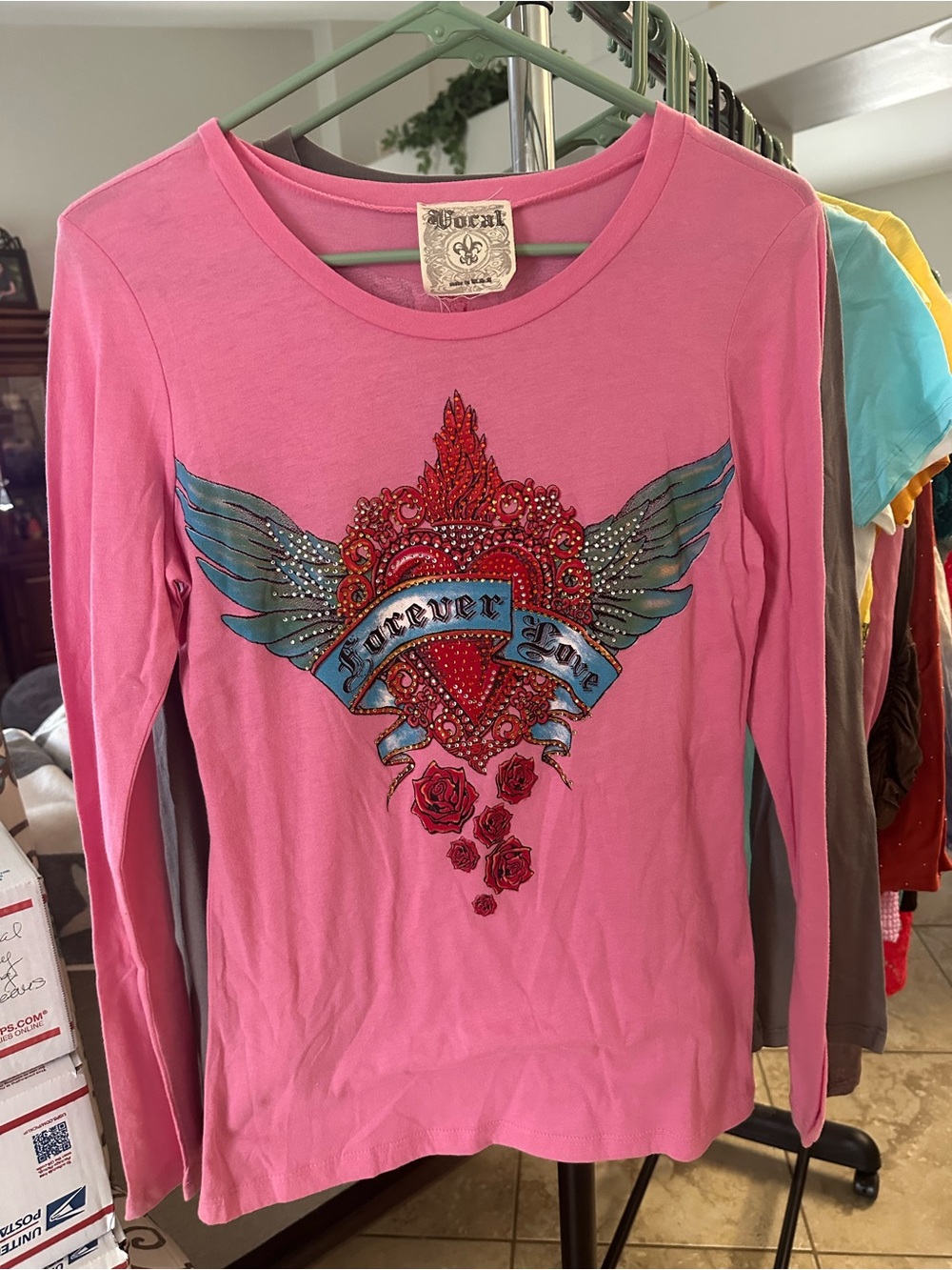 Vocal Pink Long-Sleeve Tee with Winged Heart Graphic
Sm-Xl